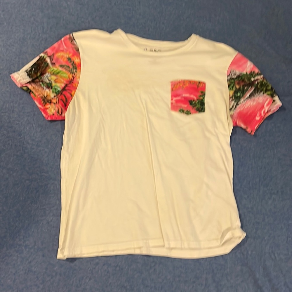 Standard & Grind white/pink tropical tee
